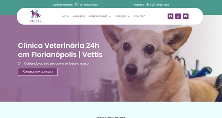 Site Vettis - Clínica Veterinária